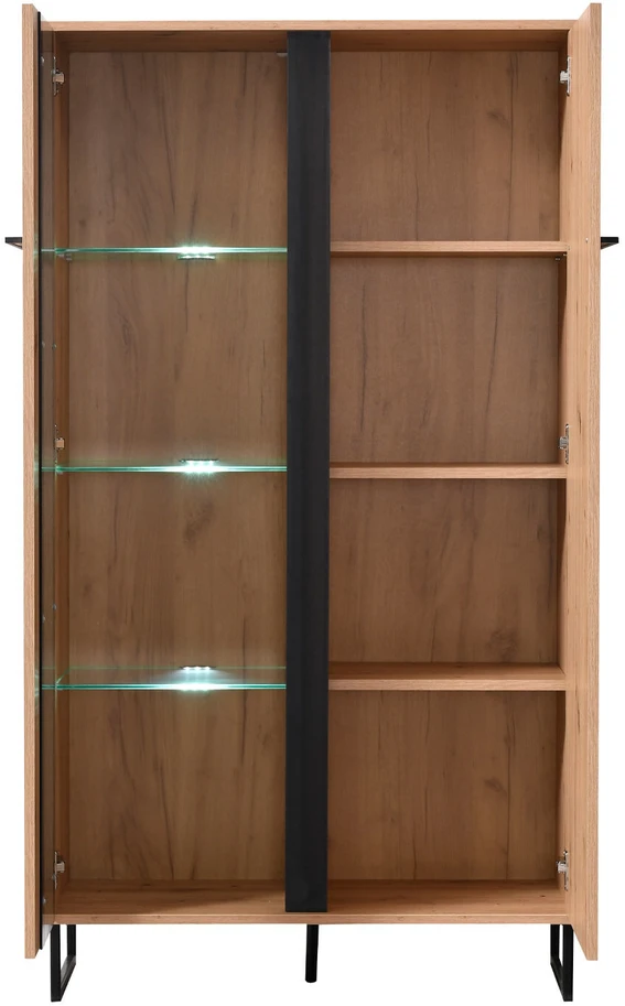 Homestyle4U Vitrina, 84,5x153x35 cm, ruda ir juoda