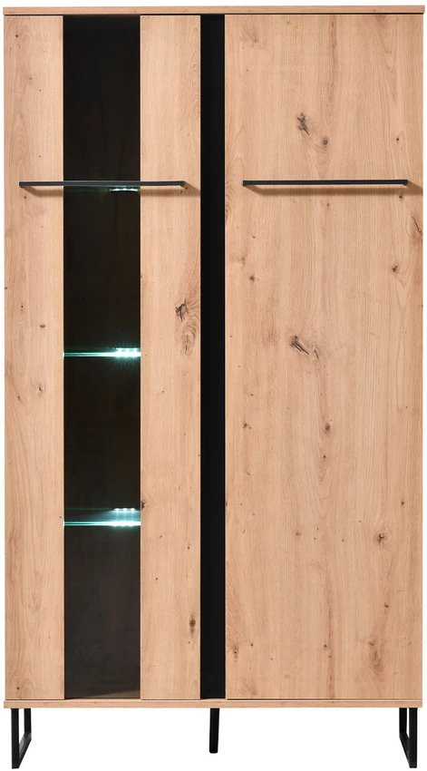 Homestyle4U Vitrina, 84,5x153x35 cm, ruda ir juoda
