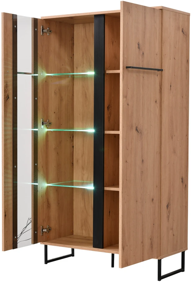 Homestyle4U Vitrina, 84,5x153x35 cm, ruda ir juoda