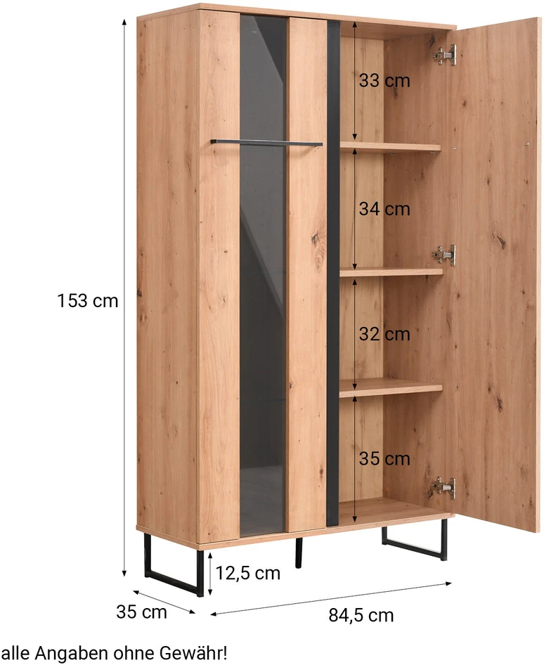 Homestyle4U Vitrina, 84,5x153x35 cm, ruda ir juoda