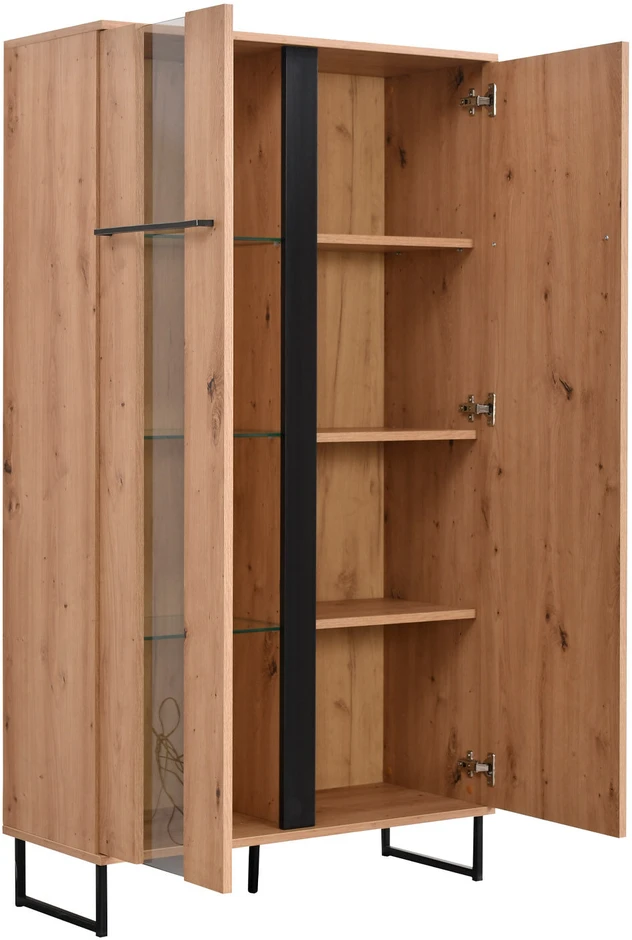 Homestyle4U Vitrina, 84,5x153x35 cm, ruda ir juoda