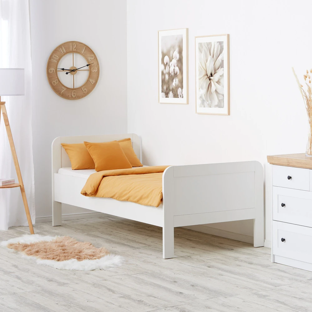 Homestyle4U Vyresnio amžiaus lova, 98.5x206x87 cm, balta