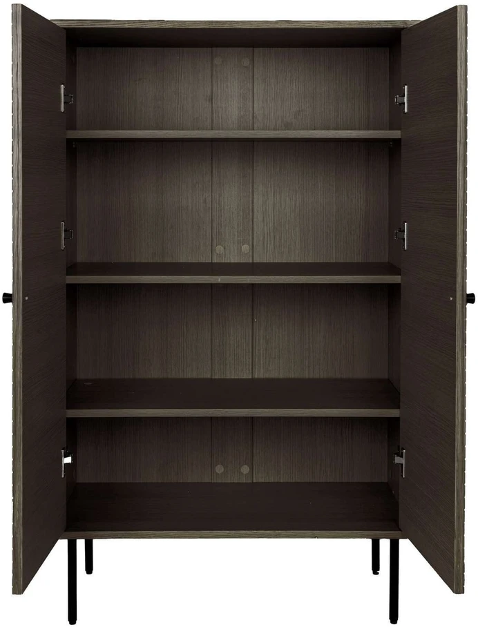 House Aukštas spintelis, Kyoto, 80x40x130 cm, Rūkytos ąžuolo furniruota medžiaga, juoda metalo detalė