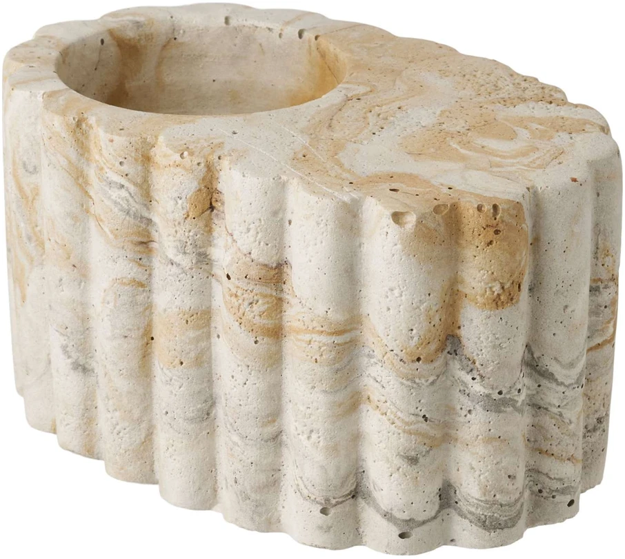 House Nordic Arbatinės žvakutės laikiklis, 10.5x6 cm, ruda, smėlio, cementas