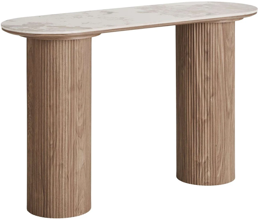 House Nordic konsolinis staliukas, 40x120x78 cm, balta, ruda, keramika