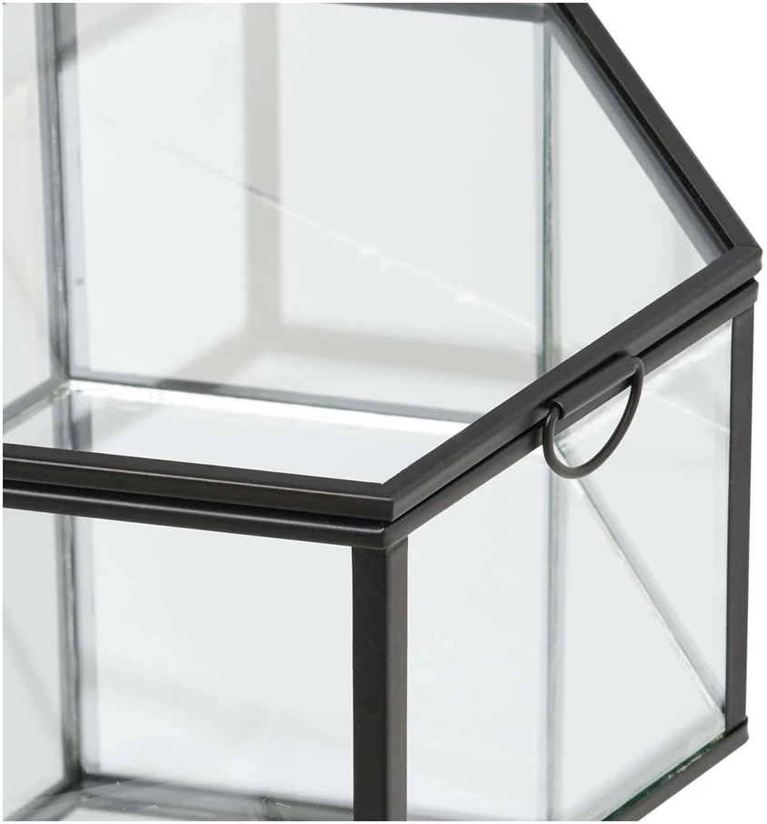 House Nordic Laikymo dėžutė, stiklas/metalas, 11x11x6 cm, skaidri/juoda