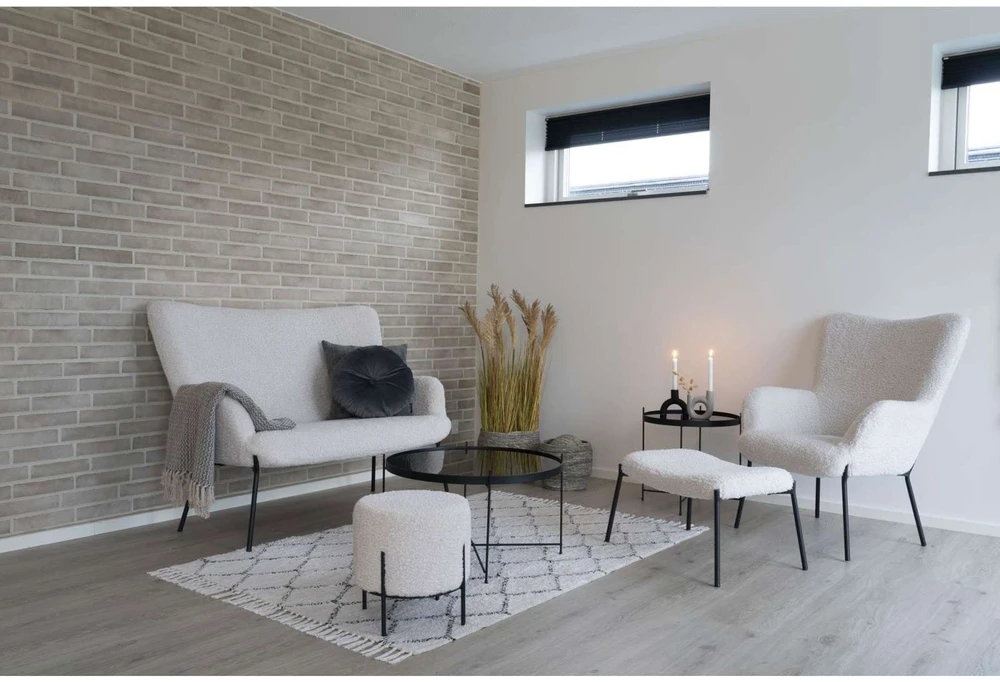 Fotelis House Nordic Poilsio kėdė ir pakojis, balta, poliesteris