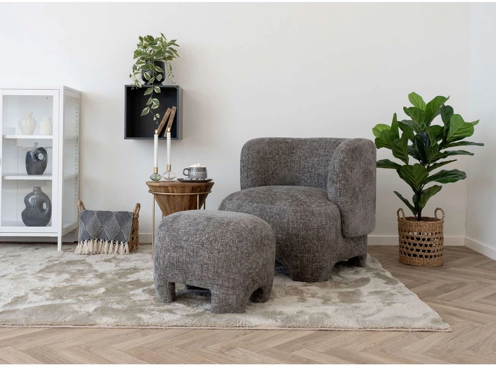 Fotelis House Nordic Poilsio krėslas ir pufas, pilka, putos