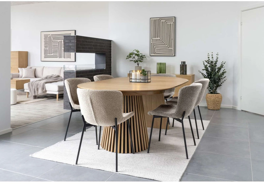 House Nordic Valgomojo komplektas, ąžuolas/smėlio spalva, ąžuolo faneruotė