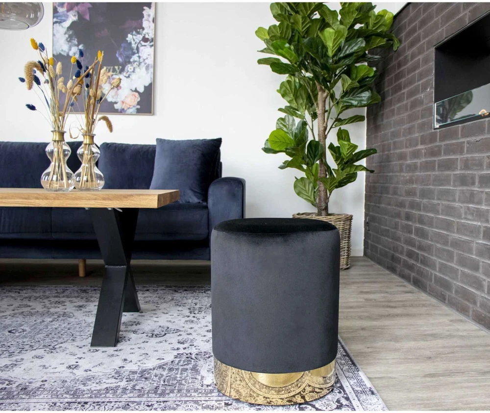 House Nordic Aps Pufas Gamby juodas/auksinis