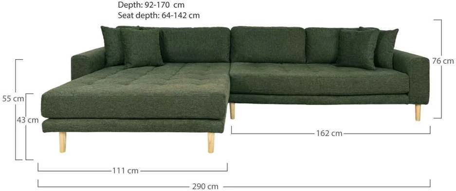 House Sofa, Lido Lounge, alyvinė žalia, juodi mediniai kojūnai