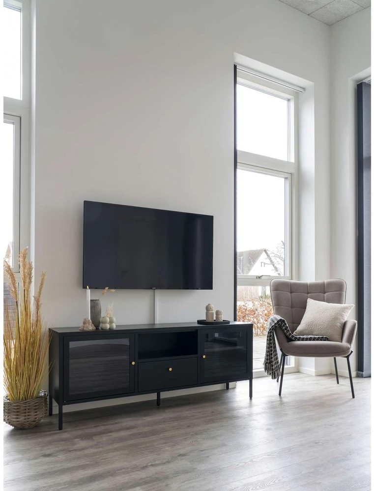 TV staliukas House Televizoriaus staliukas, Dalby, 150x35x60 cm, Juoda