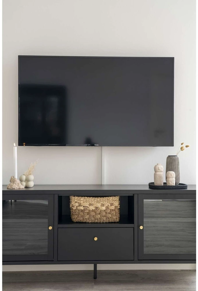 TV staliukas House Televizoriaus staliukas, Dalby, 150x35x60 cm, Juoda