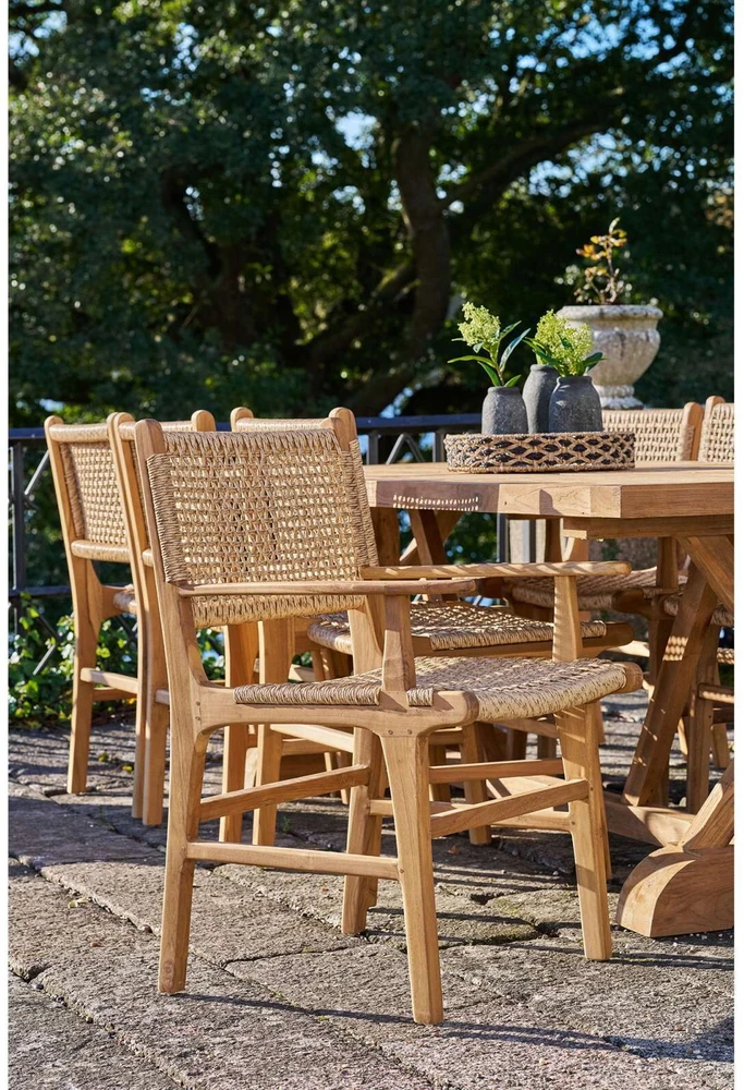 House Valgomojo kėdė, Derby su rankenėlėmis, Teak/Polirotangas, Natūrali