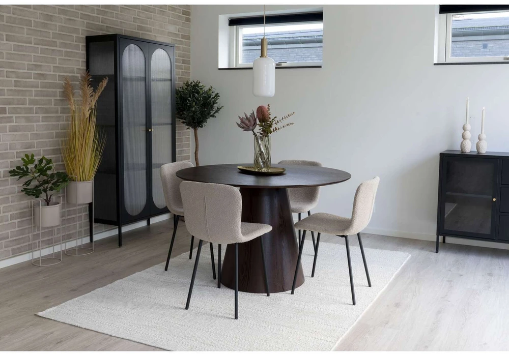 HouseNordic „Halden“ - Valgomojo kėdė, smėlio spalvos, juodos kojelės, HN1233, 2 vnt.
