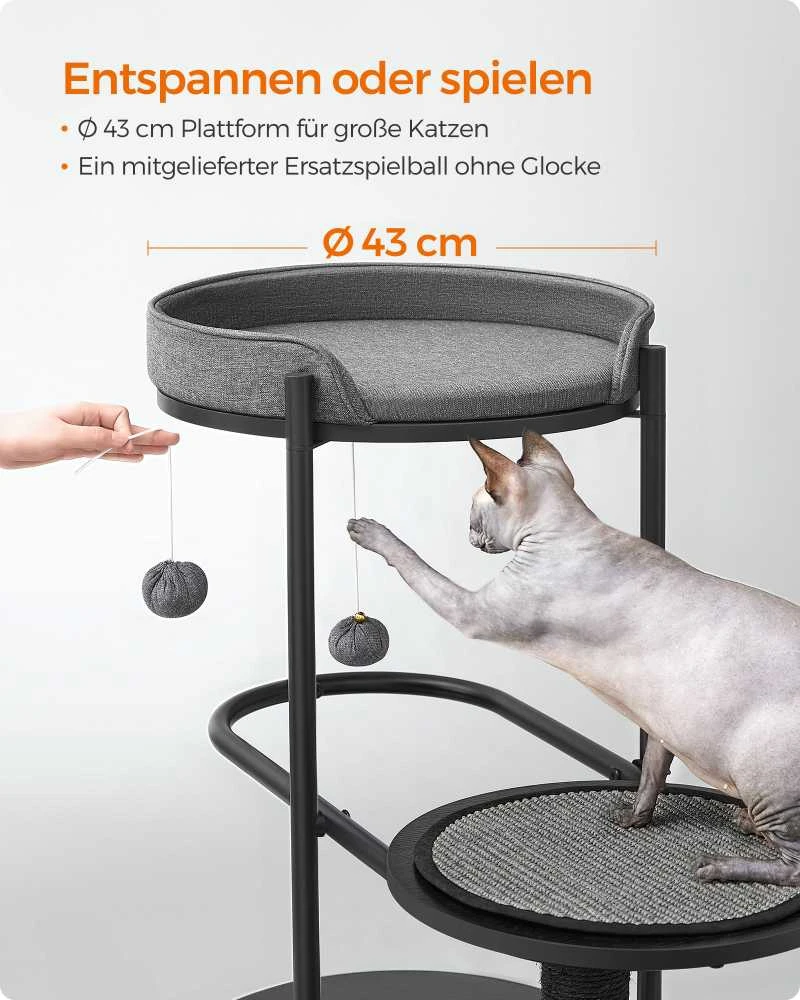 Feandrea 111 cm aukščio draskyklė su sizalio stiebu klasikinės juodos spalvos