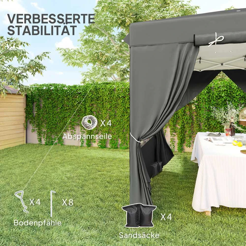 Outsunny sulankstoma pavėsinė 2,5x2,5 m, vandeniui atspari, stabili, tinkama žiemai, pop-up tipo, su 50+ UV apsauga, vakarėlių palapinė su 4 šoninėmis sienelėmis ir krepšiu, tamsiai pilka