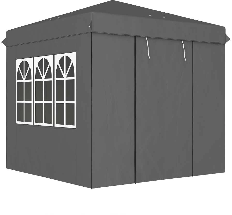 Outsunny sulankstoma pavėsinė 2,5x2,5 m, vandeniui atspari, stabili, tinkama žiemai, pop-up tipo, su 50+ UV apsauga, vakarėlių palapinė su 4 šoninėmis sienelėmis ir krepšiu, tamsiai pilka