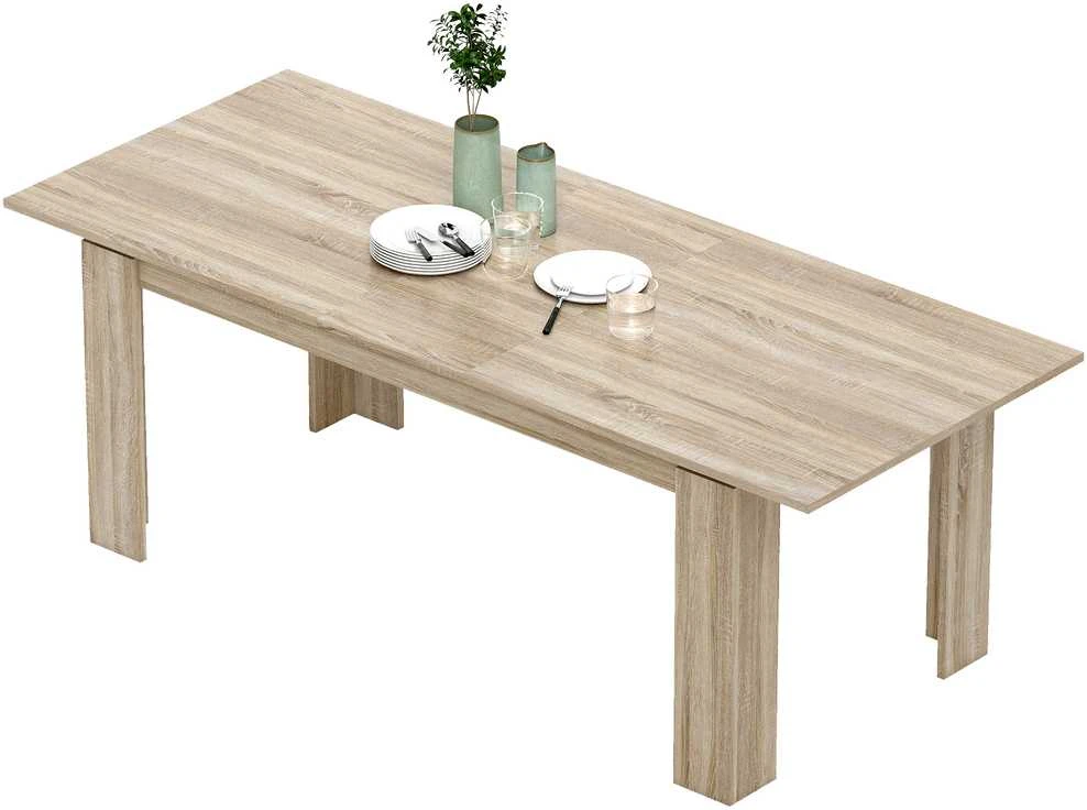 HOMCOM ištraukiamas valgomojo stalas, išplečiamas nuo 180 iki 260 cm, 6-10 asmenų, medinis