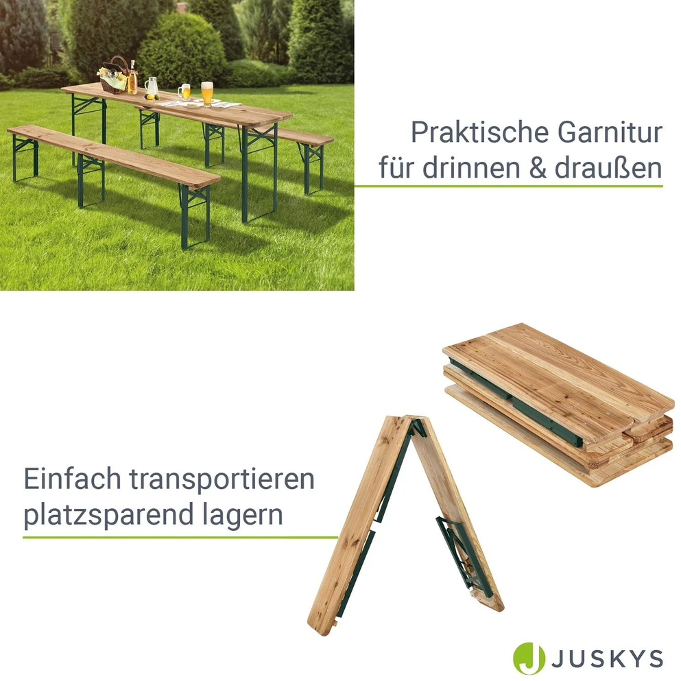 Juskys Alaus stalo komplektas Passau, 3 dalių, 220 cm, natūralus