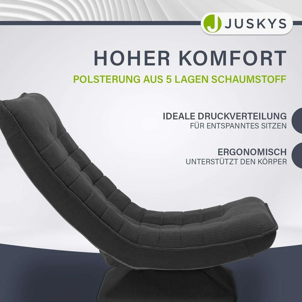 Juskys Atlošiama kėdė Homestar Korsika 58x80-85x90-100 cm tamsiai pilka korduroinė
