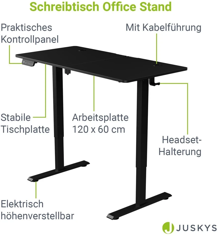 Juskys Aukščio reguliuojamas stalas Homestar Office Stand 120x60 cm juodas