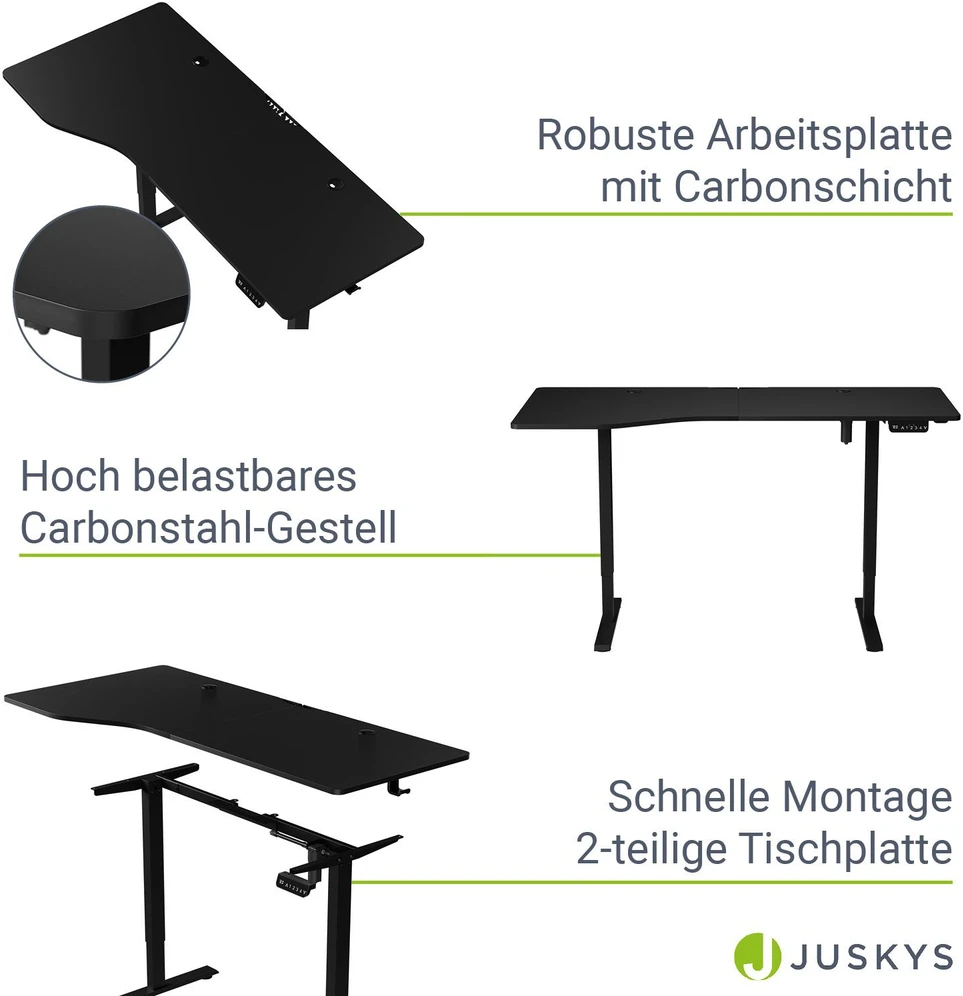 Juskys Aukščio reguliuojamas stalas Homestar Office Stand 160x75 cm juodas
