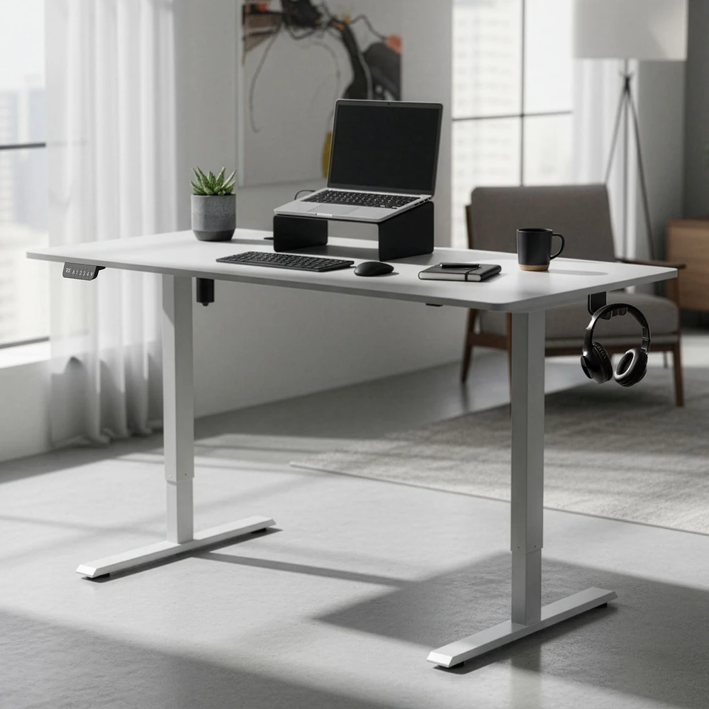 Juskys Aukščio reguliuojamas stalas Homestar Office Stand 140x60 cm baltas