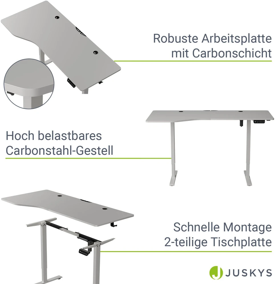 Juskys Aukščio reguliuojamas stalas Homestar Office Stand 160x75 cm baltas
