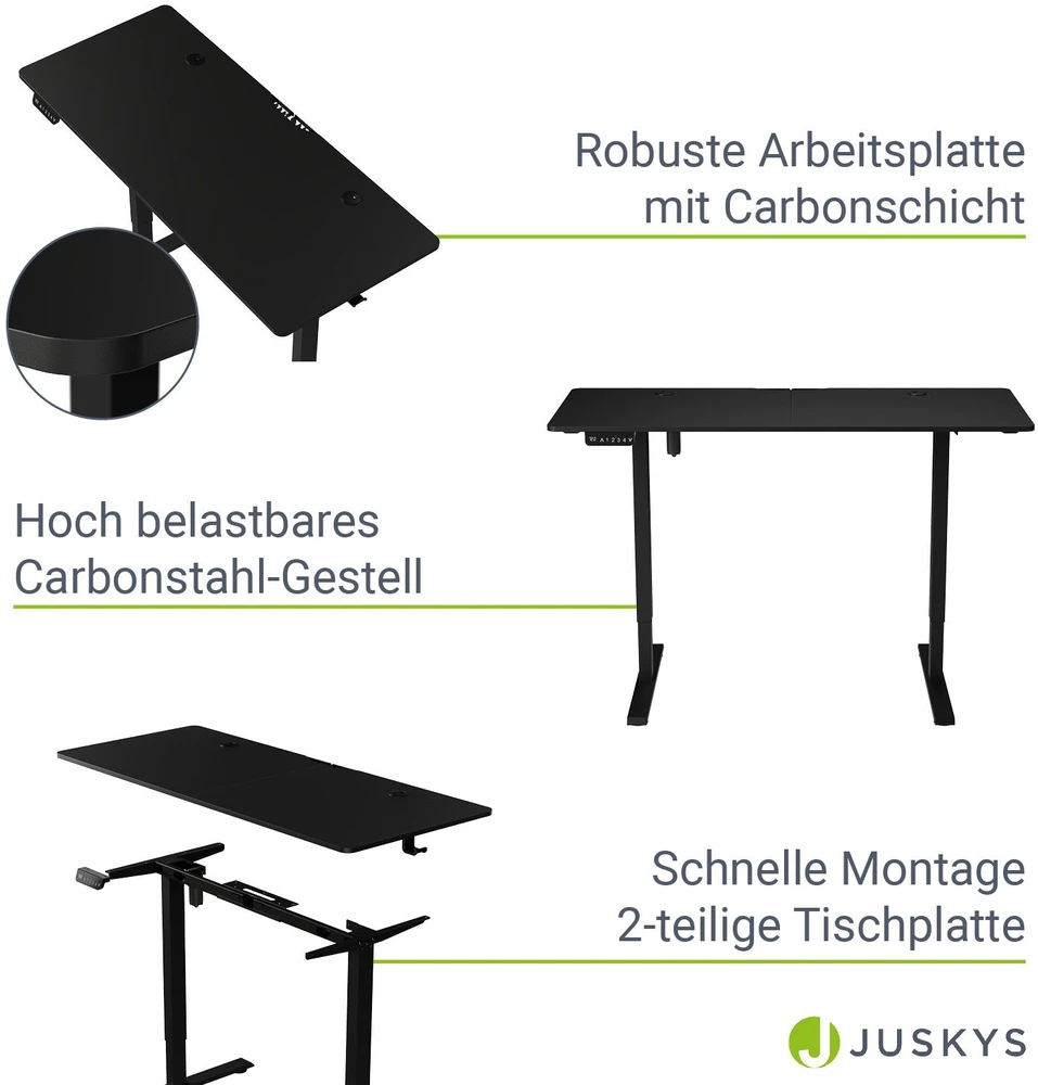 Juskys Aukščio reguliuojamas stalas Homestar Office Stand 140x60 cm juodas