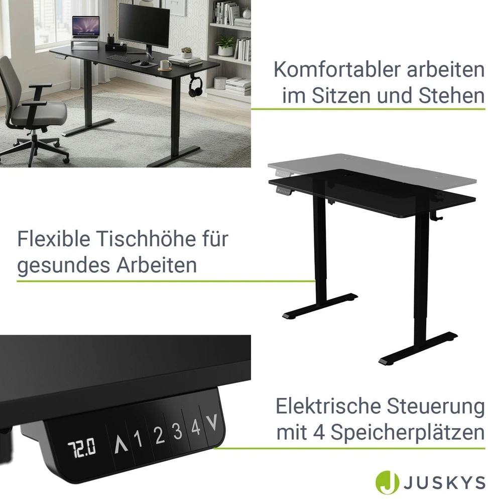 Juskys Aukščio reguliuojamas stalas Homestar Office Stand 120x60 cm juodas