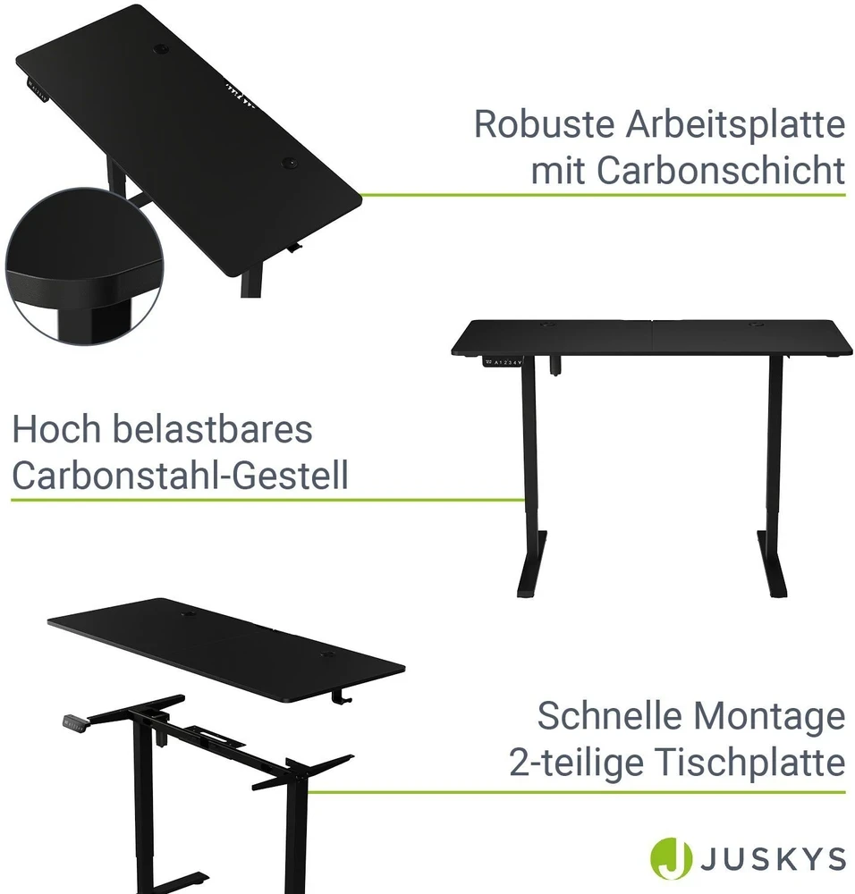 Juskys Aukščio reguliuojamas stalas Homestar Office Stand 140x60 cm juodas
