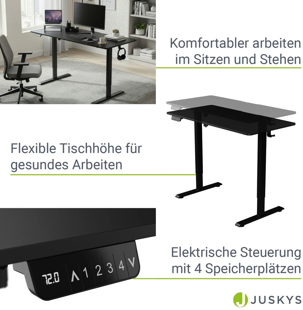 Juskys Aukščio reguliuojamas stalas Homestar Office Stand 120x60 cm juodas