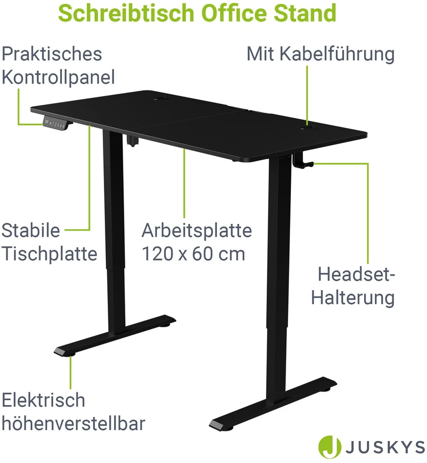 Juskys Aukščio reguliuojamas stalas Homestar Office Stand 120x60 cm juodas
