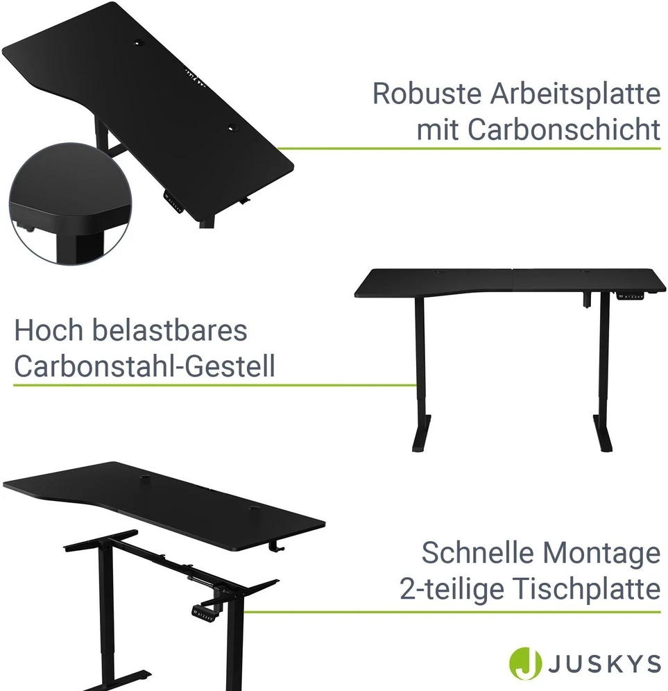 Juskys Aukščio reguliuojamas stalas Homestar Office Stand 160x75 cm juodas