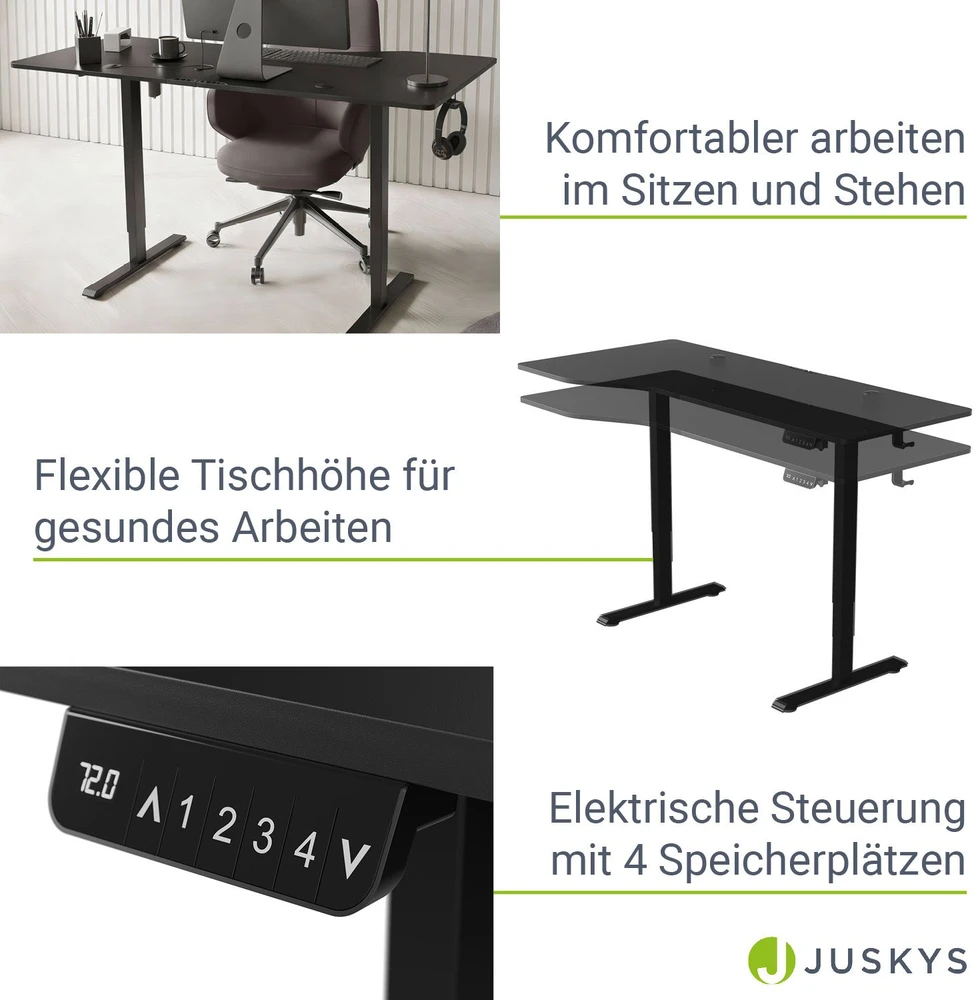 Juskys Aukščio reguliuojamas stalas Homestar Office Stand 160x75 cm juodas