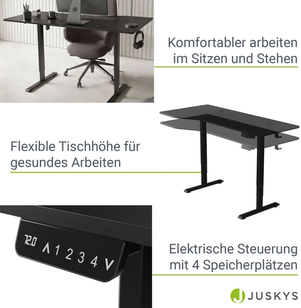 Juskys Aukščio reguliuojamas stalas Homestar Office Stand 160x75 cm juodas