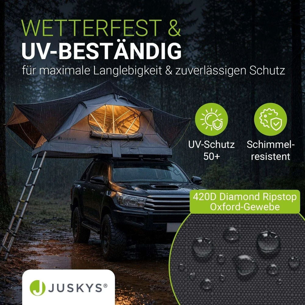 Juskys Automobilio stogo palapinė Lago 120x210 cm juoda/pilka