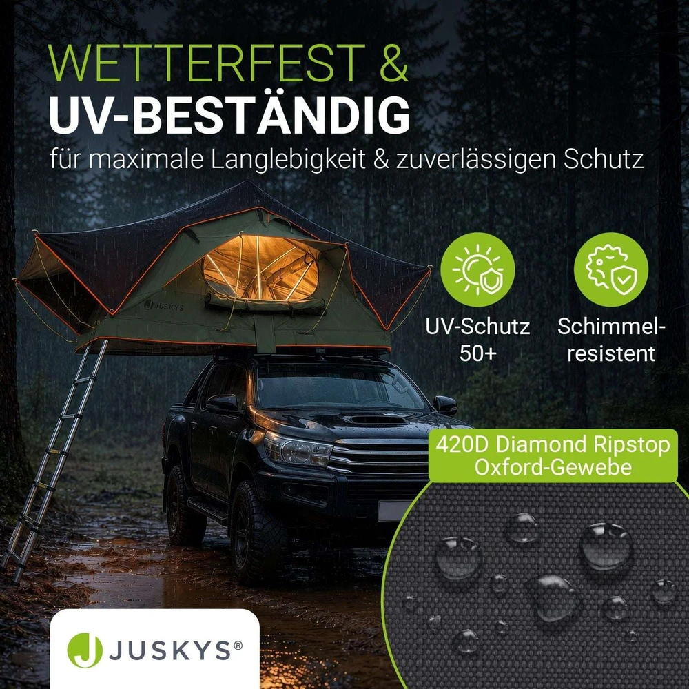 Juskys Automobilio stogo palapinė Lago 120x210 cm juoda/alyvuogių žalia