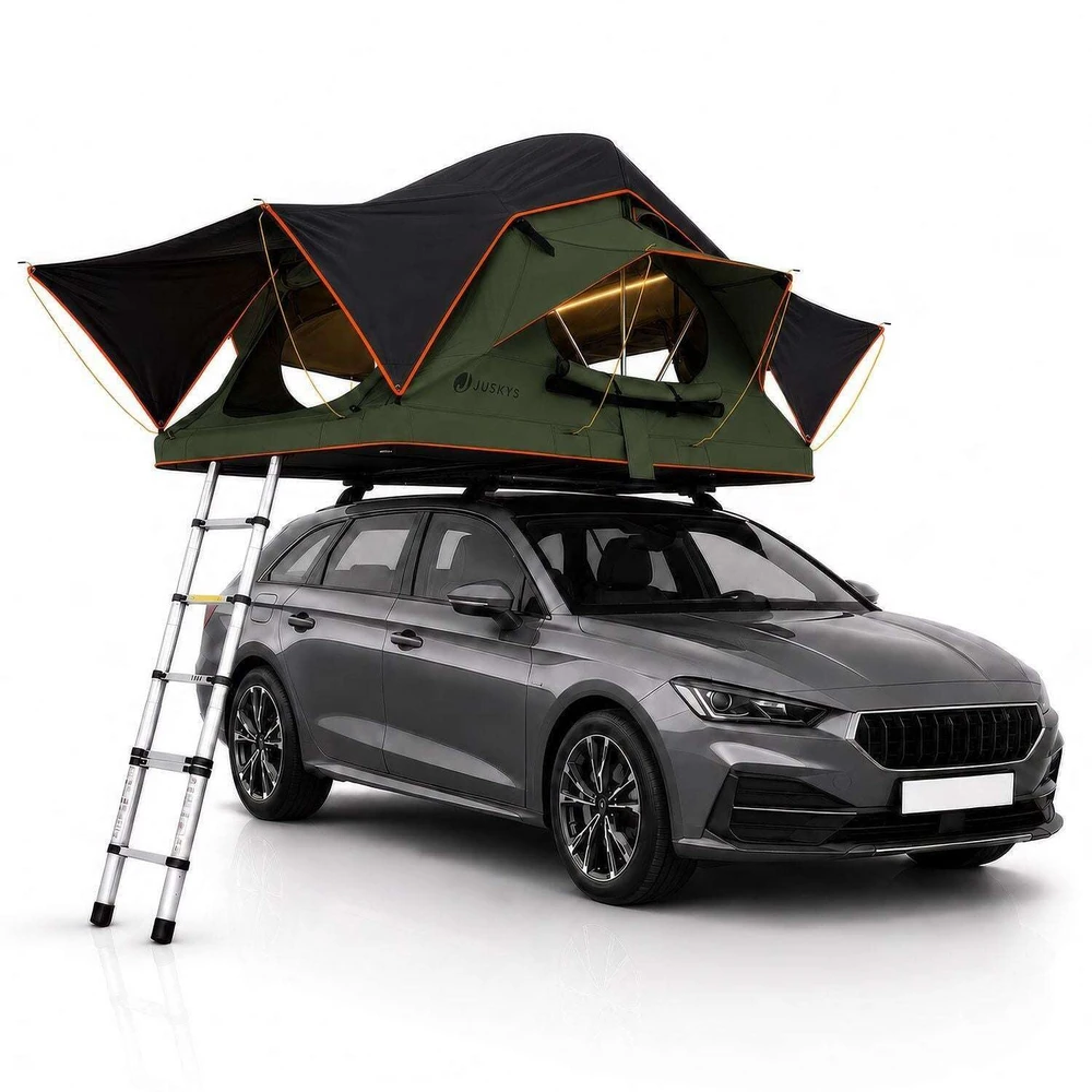 Juskys Automobilio stogo palapinė Lago 120x210 cm juoda/alyvuogių žalia