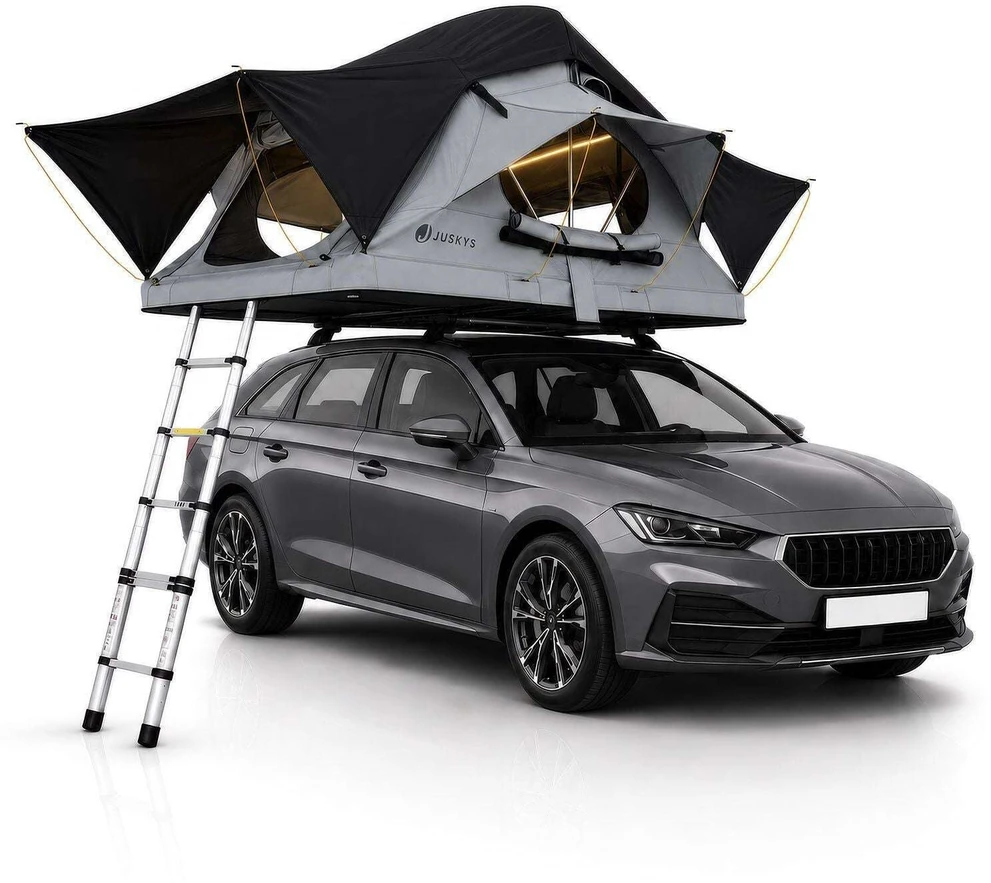 Juskys Automobilio stogo palapinė Lago 120x210 cm juoda/pilka