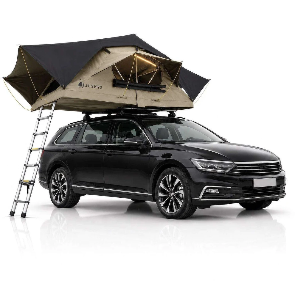 Juskys Automobilio stogo palapinė Lago 140x240 cm juoda/khaki