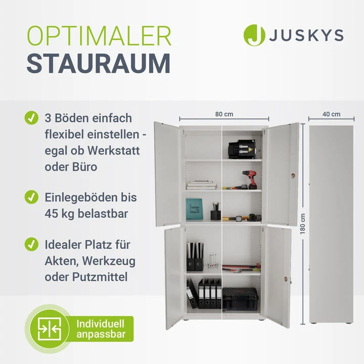 Juskys Balta dokumentų spinta, 3 lentynos
