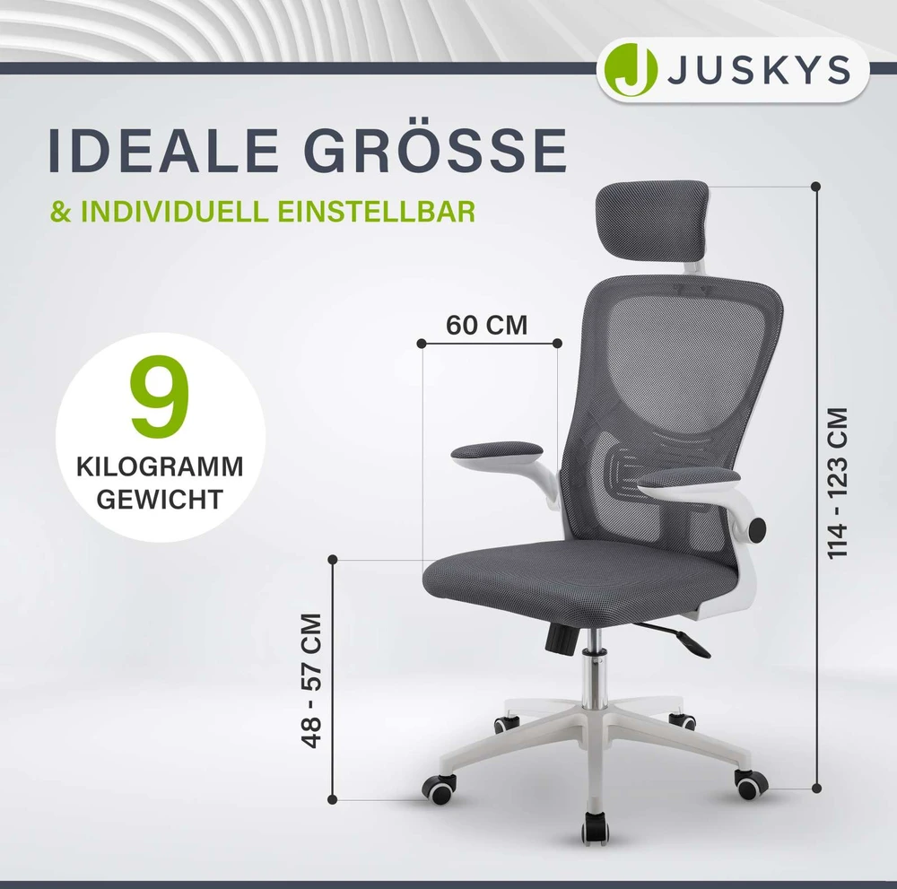 Juskys Biuro kėdė Baltimore 59x60x114-123 cm balta/pilka