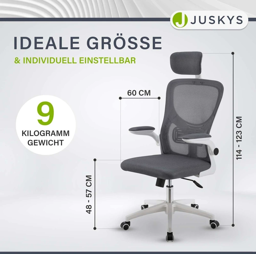 Juskys Biuro kėdė Baltimore 59x60x114-123 cm balta/pilka