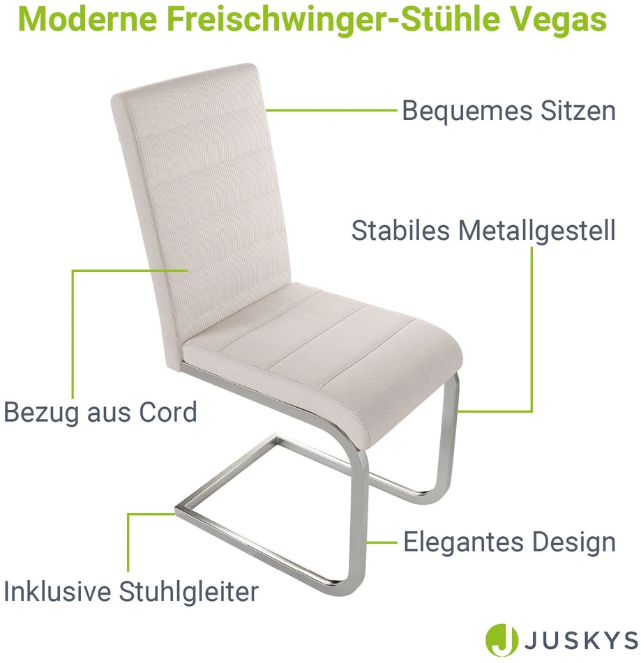 Juskys Bez Marki Cantilever kėdės Vegas 2 vnt. 41x52x101 cm smėlio spalvos