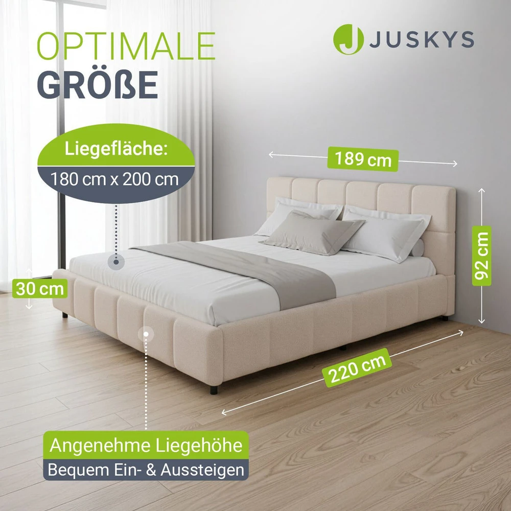 Juskys Čiužinys aptrauktas lova Florenz 180x200 cm smėlio spalvos