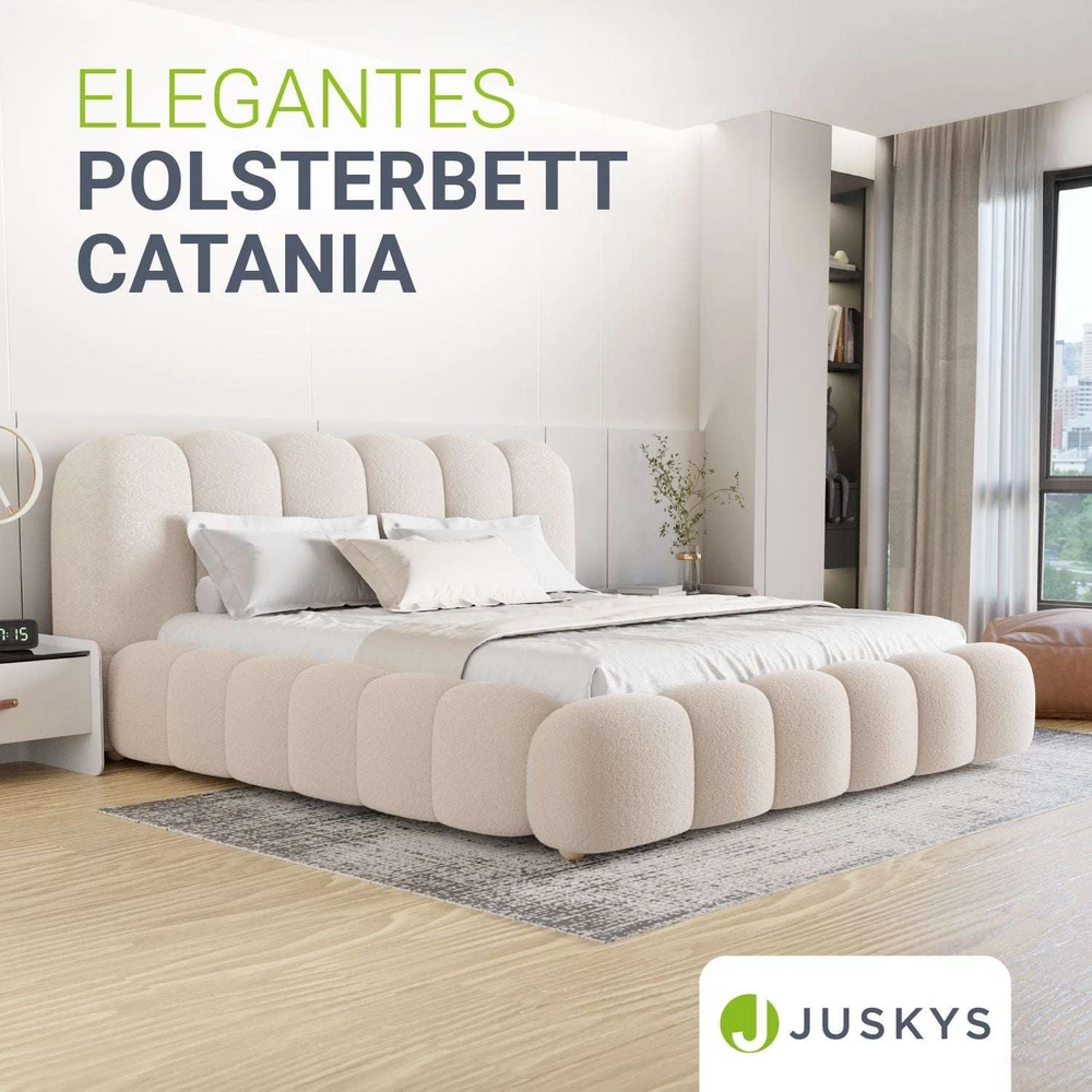 Juskys Čiužinys su apmušalais Catania 180x200 cm kreminės spalvos