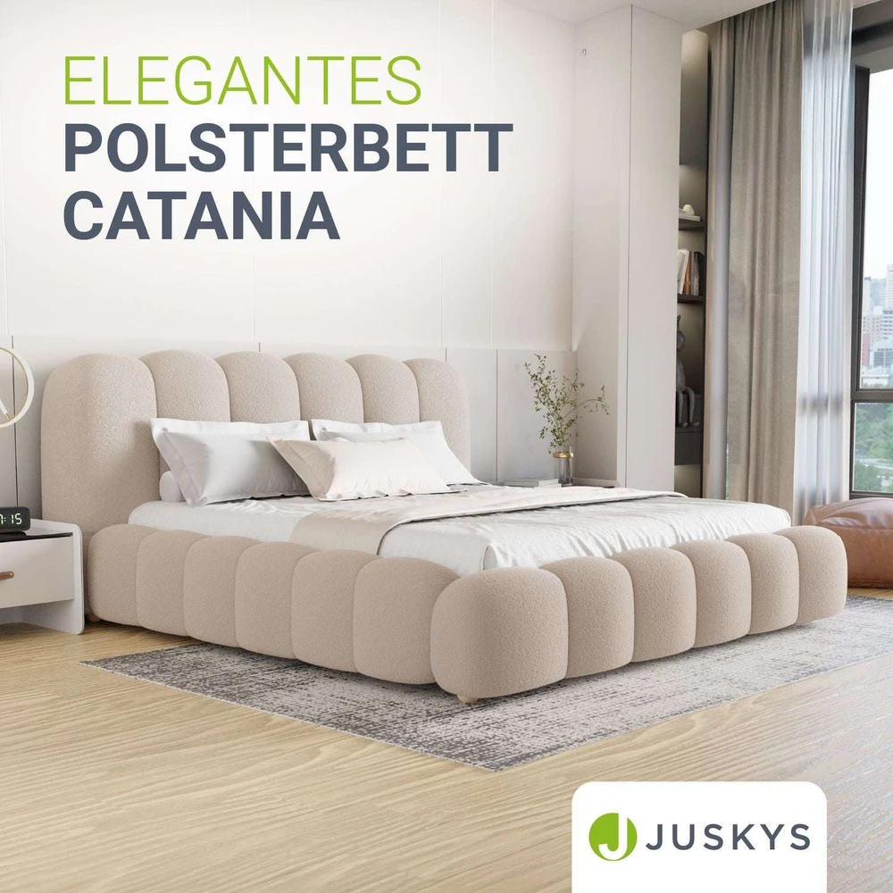 Juskys Čiužinys su apmušalais Catania 180x200 cm kreminės spalvos