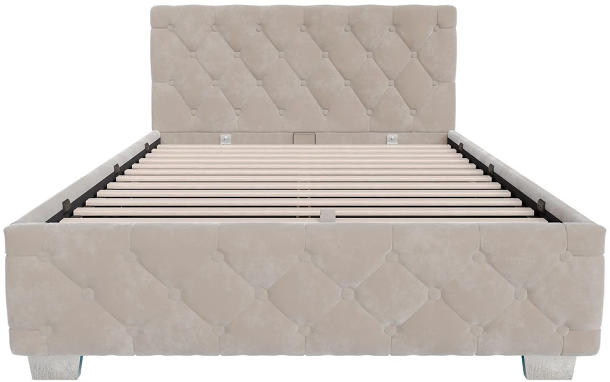 Lova Juskys Čiužinys Nizza su lovos dėže ir LED apšvietimu 120x200 cm smėlio spalvos